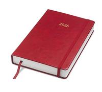 Wykeham's Executive 2026 Daily Journal Planner - UK Public Holidays & Format - Personalisation Available (Crimson, A5)