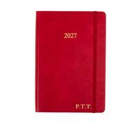 Wykeham's Executive 2027 Daily Journal Planner - UK Public Holidays & Format - Personalisation Available (Personalised Crimson, A5)