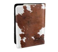 Wykjtwo Animal Brown Cowhide Print Cow, Passport Holder PU Leather Travel Wallet Passport Case Passport Covers 6.5 in