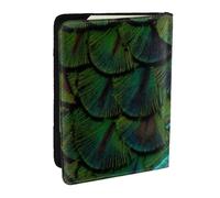 Wykjtwo Beautiful Peacock Feather, Passport Holder PU Leather Travel Wallet Passport Case Passport Covers 6.5 in