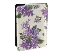 Wykjtwo Beautiful Purple Flower Print, Passport Holder PU Leather Travel Wallet Passport Case Passport Covers 6.5 in