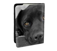 Wykjtwo Black Lab Labrador Dog Puppy Cute Dog, Passport Holder PU Leather Travel Wallet Passport Case Passport Covers 6.5 in