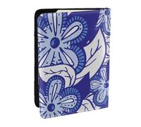 Wykjtwo Blue Flower, Passport Holder PU Leather Travel Wallet Passport Case Passport Covers 6.5 in