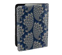 Wykjtwo Blue Gold Art Deco Peacock, Passport Holder PU Leather Travel Wallet Passport Case Passport Covers 6.5 in