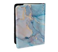 Wykjtwo Blue Gold Marble Texture Ocean Art, Passport Holder PU Leather Travel Wallet Passport Case Passport Covers 6.5 in