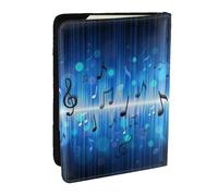 Wykjtwo Blue Music Note, Passport Holder PU Leather Travel Wallet Passport Case Passport Covers 6.5 in
