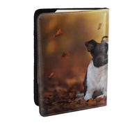 Wykjtwo Boston Terrier Autumn Bokeh Dogs Dogs, Passport Holder PU Leather Travel Wallet Passport Case Passport Covers 6.5 in