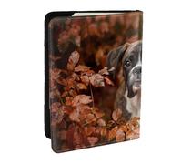 Wykjtwo Boxer Dogs Autumn, Passport Holder PU Leather Travel Wallet Passport Case Passport Covers 6.5 in