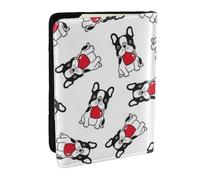 Wykjtwo Cartoon Heart French Bulldog Valentine, Passport Holder PU Leather Travel Wallet Passport Case Passport Covers 6.5 in