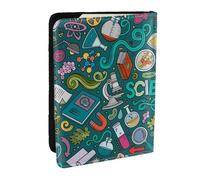 Wykjtwo Cartoon Science Theme, Passport Holder PU Leather Travel Wallet Passport Case Passport Covers 6.5 in