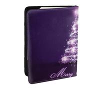 Wykjtwo Christmas Purple Tree, Passport Holder PU Leather Travel Wallet Passport Case Passport Covers 6.5 in