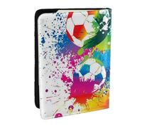 Wykjtwo Colored Splashes All Over The Soccer, Passport Holder PU Leather Travel Wallet Passport Case Passport Covers 6.5 in