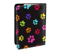 Wykjtwo Colorful Dog Cat Paw Print, Passport Holder PU Leather Travel Wallet Passport Case Passport Covers 6.5 in