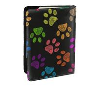 Wykjtwo Colorful Dog Paw Rainbow Cute Pet Animal, Passport Holder PU Leather Travel Wallet Passport Case Passport Covers 6.5 in