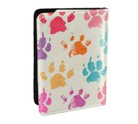Wykjtwo Colorful Dogs Paw Print, Passport Holder PU Leather Travel Wallet Passport Case Passport Covers 6.5 in
