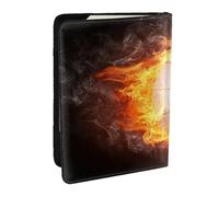 Wykjtwo Cool Fire Flame Volleyball Ball, Passport Holder PU Leather Travel Wallet Passport Case Passport Covers 6.5 in
