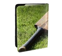 Wykjtwo Cricket Bat and Ball, Passport Holder PU Leather Travel Wallet Passport Case Passport Covers 6.5 in