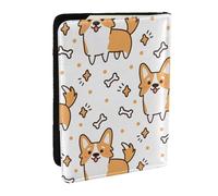 Wykjtwo Cute Corgi Dog and Bone Pattern, Passport Holder PU Leather Travel Wallet Passport Case Passport Covers 6.5 in