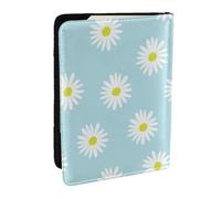Wykjtwo Cute Daisy Flower Florals Blue, Passport Holder PU Leather Travel Wallet Passport Case Passport Covers 6.5 in