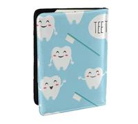 Wykjtwo Cute Dentist Dental Hygienist Print Blue, Passport Holder PU Leather Travel Wallet Passport Case Passport Covers 6.5 in