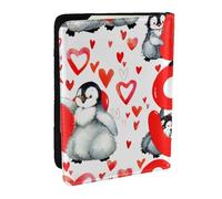 Wykjtwo Cute Penguins Valentine Day, Passport Holder PU Leather Travel Wallet Passport Case Passport Covers 6.5 in