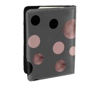 Wykjtwo Elegant Faux Pink Black Circles, Passport Holder PU Leather Travel Wallet Passport Case Passport Covers 6.5 in