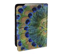Wykjtwo Fashion Peacock Feathers, Passport Holder PU Leather Travel Wallet Passport Case Passport Covers 6.5 in