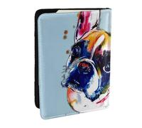 Wykjtwo French Bulldog Painting, Passport Holder PU Leather Travel Wallet Passport Case Passport Covers 6.5 in
