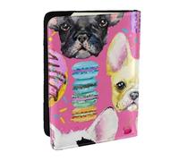 Wykjtwo French Bulldog Puppy Watercolor, Passport Holder PU Leather Travel Wallet Passport Case Passport Covers 6.5 in