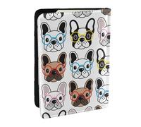 Wykjtwo French Bulldog with Glasses, Passport Holder PU Leather Travel Wallet Passport Case Passport Covers 6.5 in