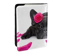 Wykjtwo French Bulldog with Rose, Passport Holder PU Leather Travel Wallet Passport Case Passport Covers 6.5 in