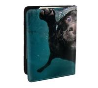 Wykjtwo Funny Black Labrador Retriever Dog Swimming with Expressive Face, Passport Holder PU Leather Travel Wallet Passport Case Passport Covers 6.5 in