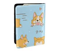 Wykjtwo Kawaii Corgi Cute Dog, Passport Holder PU Leather Travel Wallet Passport Case Passport Covers 6.5 in
