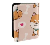 Wykjtwo Kawaii Cute Shiba Inu, Passport Holder PU Leather Travel Wallet Passport Case Passport Covers 6.5 in