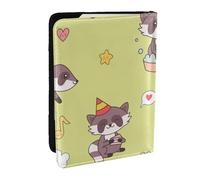 Wykjtwo Kawaii Raccoon Cute, Passport Holder PU Leather Travel Wallet Passport Case Passport Covers 6.5 in