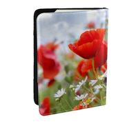 Wykjtwo Meadow and Daisy Flowers, Passport Holder PU Leather Travel Wallet Passport Case Passport Covers 6.5 in