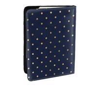 Wykjtwo Modern Elegant Navy Blue Gold Polka Dots, Passport Holder PU Leather Travel Wallet Passport Case Passport Covers 6.5 in