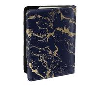 Wykjtwo Navy Blue Gold Marble Parties, Passport Holder PU Leather Travel Wallet Passport Case Passport Covers 6.5 in