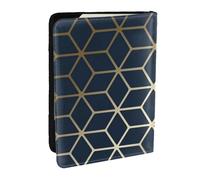 Wykjtwo Navy Blue Gold, Passport Holder PU Leather Travel Wallet Passport Case Passport Covers 6.5 in