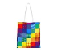 Wykjtwo Patchwork Pattern Of Rainbow Colors,Tote Bag Canvas Bag Shopping Handbag Grocery Bags, Multipurpose Canvas Shoulder Bags