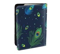 Wykjtwo Peacock Feather Printed, Passport Holder PU Leather Travel Wallet Passport Case Passport Covers 6.5 in