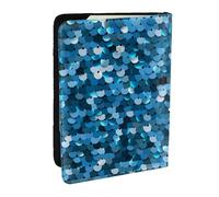 Wykjtwo Print Vintage Blue Sequins, Passport Holder PU Leather Travel Wallet Passport Case Passport Covers 6.5 in
