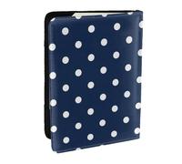 Wykjtwo Print White Polka Dots Navy Blue, Passport Holder PU Leather Travel Wallet Passport Case Passport Covers 6.5 in