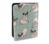 Wykjtwo Pug Dogs Sitting, Passport Holder PU Leather Travel Wallet Passport Case Passport Covers 6.5 in