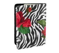 Wykjtwo Red Flower Animal Zebra, Passport Holder PU Leather Travel Wallet Passport Case Passport Covers 6.5 in