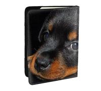 Wykjtwo Rottweiler Puppy Pets Small Rottweiler Dogs, Passport Holder PU Leather Travel Wallet Passport Case Passport Covers 6.5 in