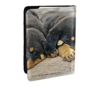 Wykjtwo Rottweiler Sleeping Dogs Pets Puppies Small, Passport Holder PU Leather Travel Wallet Passport Case Passport Covers 6.5 in