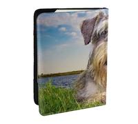 Wykjtwo Schnauzer Lawn Pets Gray Dogs Chnauzer, Passport Holder PU Leather Travel Wallet Passport Case Passport Covers 6.5 in
