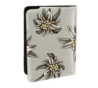Wykjtwo Seamless Pattern with H and Drawn Colored Edelweiss, Passport Holder PU Leather Travel Wallet Passport Case Passport Covers 6.5 in