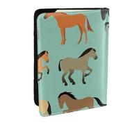 Wykjtwo Seamless Pattern with Horses in Flat Style, Passport Holder PU Leather Travel Wallet Passport Case Passport Covers 6.5 in
